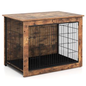 Dog Crate Furniture with Cushion and Double Doors for Small/Medium Dogs