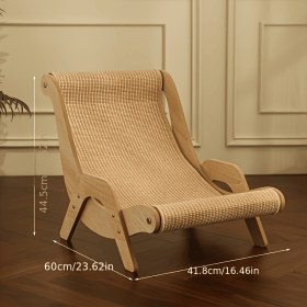 Natural Wood Durable Sisal Cat Hammock With Scratching Board - Multifunctional Indoor Cat Furniture, Ergonomic Lounger For Rest And Play, Scratch (size: Big)