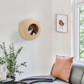 Cat Bed with Washable Cushion for Cats (Option: Natural Wood-470x270x465 mm)