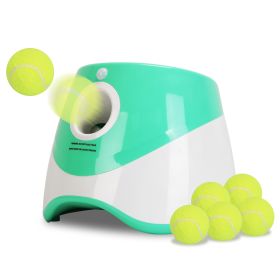 1Pc Automatic Dog Ball Launcher Included 6 Tennis Balls Dog With 3 Adjustable Launch Distance Interactive Ball Thrower Fetch Machine For Small Me (Color: Green)