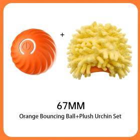 Interactive Bouncing Ball For Dogs,Automatic Smart Toy, Self-moving Rotating Stimulating Pet Entertainment, Noise-Reducing Urchin Cover,USB Recha (Option: Orange Ball-67mm)